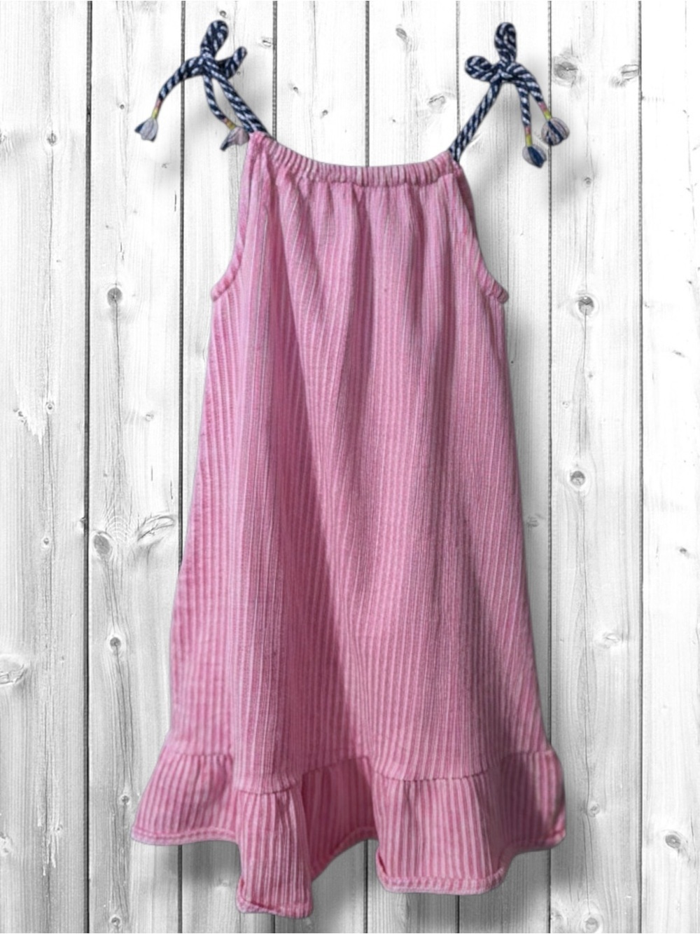 🌼Vince Camuto Pink Striped Ruffle-Hem Girls' Sundress